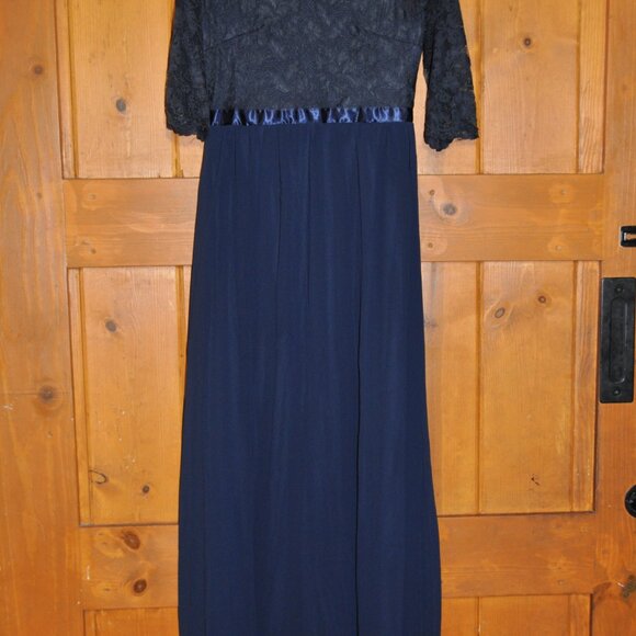 Women's Retro Vintage Floral Lace V Neck Evening Bridesmaid Formal Long Dress - Picture 5 of 6